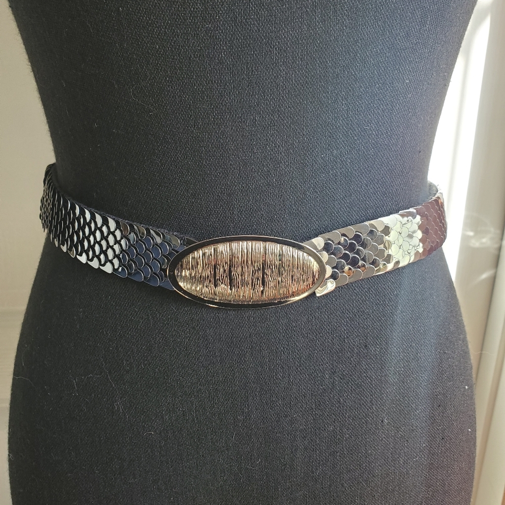 CHIC VINTAGE SILVER SNAKE CHAIN BELT SIZE S/M
